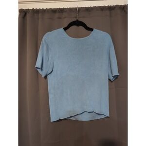 Kevo‎ Collection Women's Large Blue Sweater, Blue Knit Sweater, Casual Silk Top